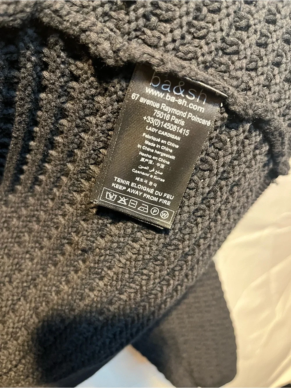 ba&sh Gaspard Crewneck Cotton-Blend textured knit Botton placket Cardigan Sz 1 - Picture 10 of 12